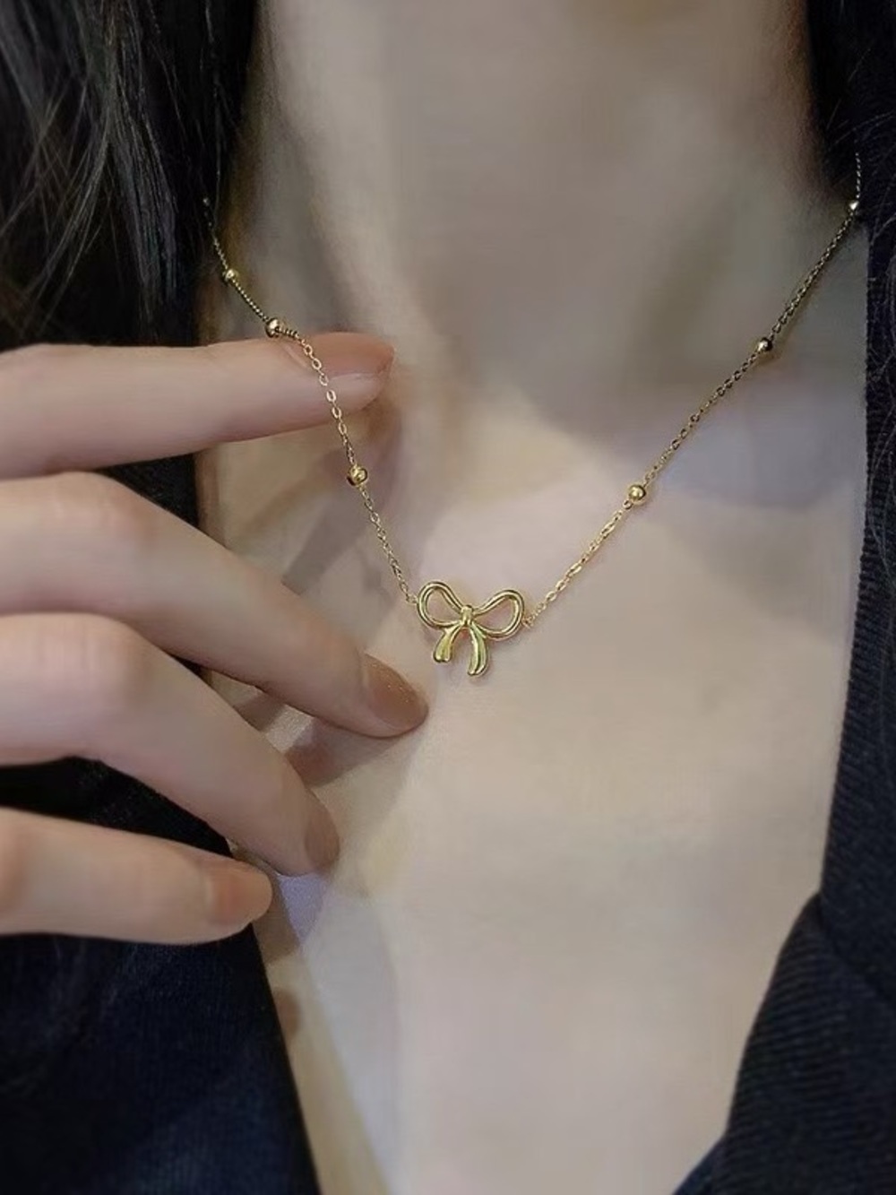 Gold Bow Pendant Necklace style - Elegant Women’s Jewelry